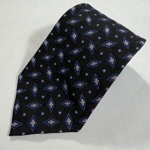 J Z‎ Richards Necktie Black Blue Pink Diamond Silk Hand Made USA 59"x3.75"